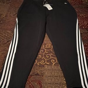 Adidas Three Stripes Tapered Stretch Cotton Poly Training Pant